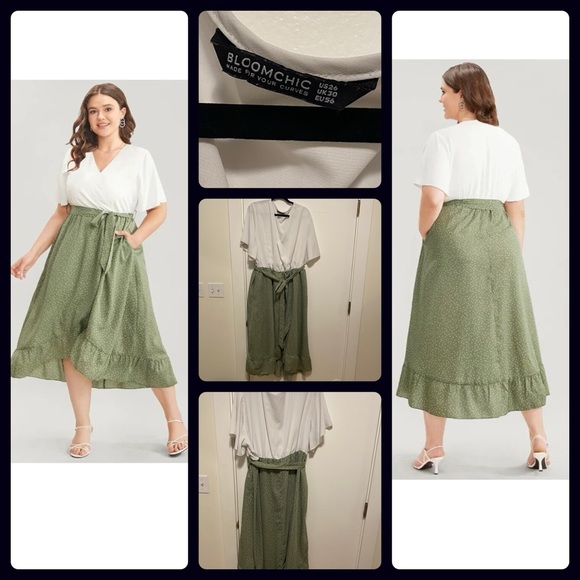 BloomChic White and Green Dress - Picture 1 of 7